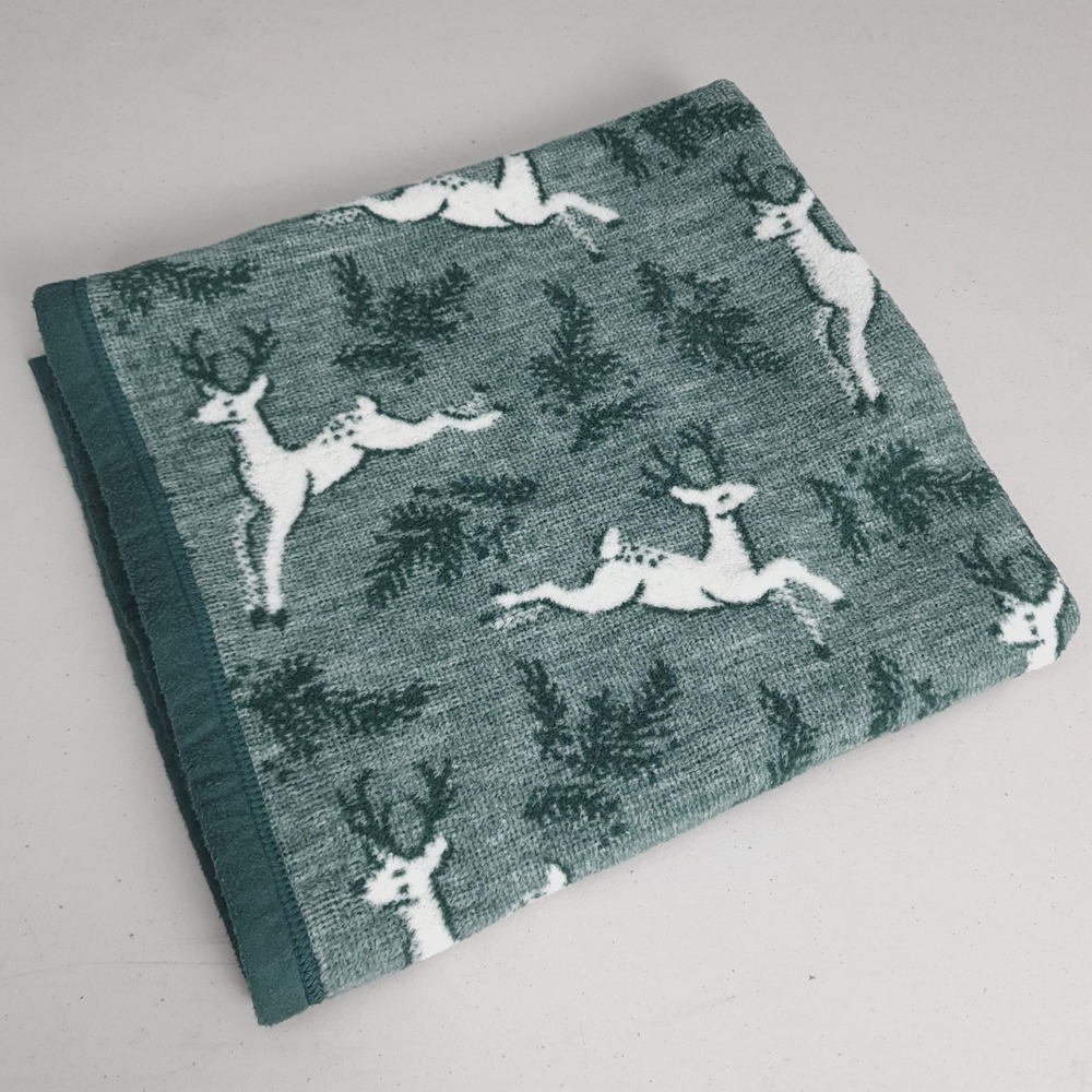 CHAPPYWRAP X The Foggy Dog Green Reindeer Pet Blanket Throw Cotton Poland